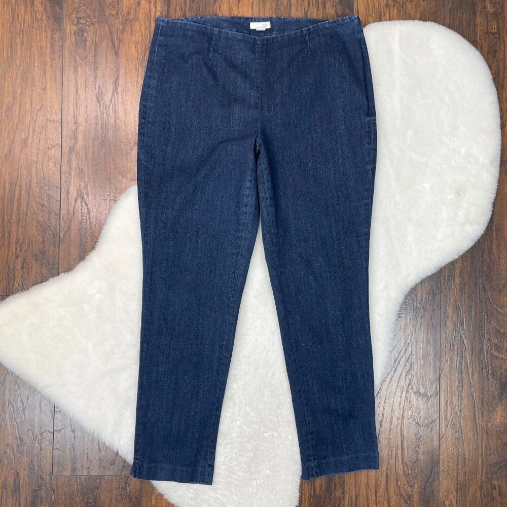 J. Jill Jeans 10 Missy Slim Ankle‎ Side-Zip Dark Wash Stretch Mid-Rise Women's
